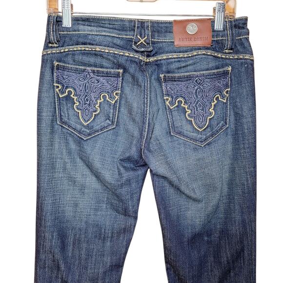 Antik Denim Low-rise flare jeans western Y2K whip stitch embroidered pockets 27 - Picture 5 of 6
